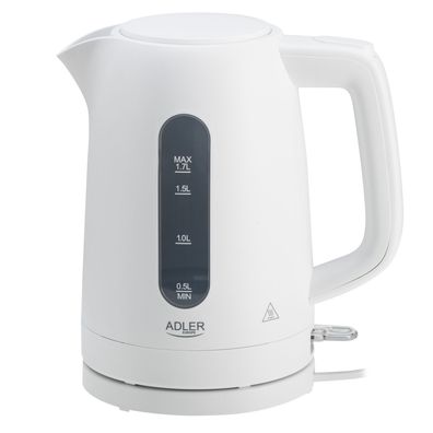 Adler AD 1379 Wasserkocher 2200W, 1,7 L, STRIX-System, 360° drehbar - Weiß