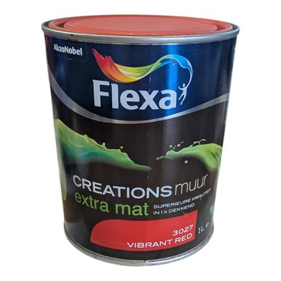 Flexa Creations Muur Extra Mat Wandfarbe Vibrant Red 1L