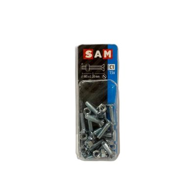 SAM/MACK Gewindeschraube Senkkopf + Mutter M4 x 40 mm, 12 Stéck