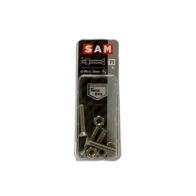 SAM/MACK Gewindeschraube Senkkopf + Mutter M6 x 30mm 4 Stéck