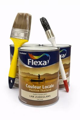 SET 3x Flexa Couleur Locale Lack Seidenglanz Positive Thailand Bamboo 6075 mit 2 Pins