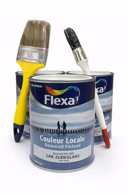 SET 3x Flexa Couleur Locale Lack Seidenglanz Balanced Finland mit 2 Pinseln fér Holz