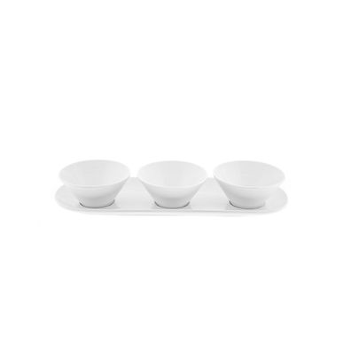Sara 4-teiliges Snackschalen-Set aus Porzellan - 3 Schalen mit Servierplatte