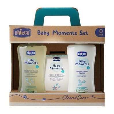 Chicco Baby Moments Badepflege-Set: Badezusatz (200ml), Koerperlotion (200ml) & E