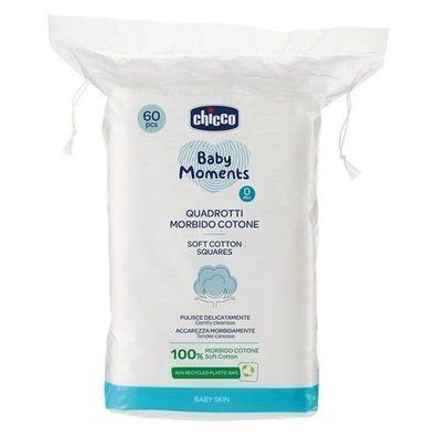 Chicco Baby Moments Baumwoll-Kosmetikpads, 0 Monate+, 60 Stück
