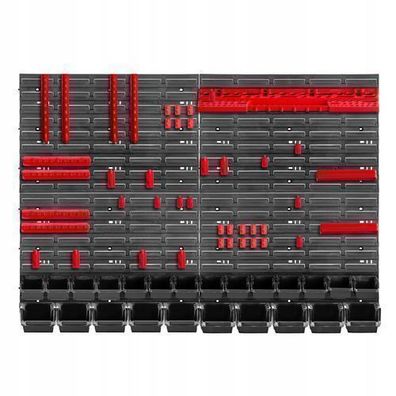 KADAX Werkstattwandregal, Wandplatten, 116 x 78 cm, Rot und Schwarz, 67 tlg