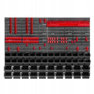 KADAX Werkstattwandregal, Wandplatten, 116 x 78 cm, Rot und Schwarz, 89 tlg