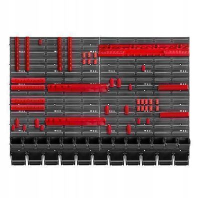 KADAX Werkstattwandregal, Wandplatten, 116 x 78 cm, Rot und Schwarz, 70 tlg