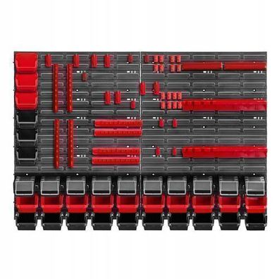 KADAX Werkstattwandregal, Wandplatten, 116 x 78 cm, Rot und Schwarz, 80 tlg