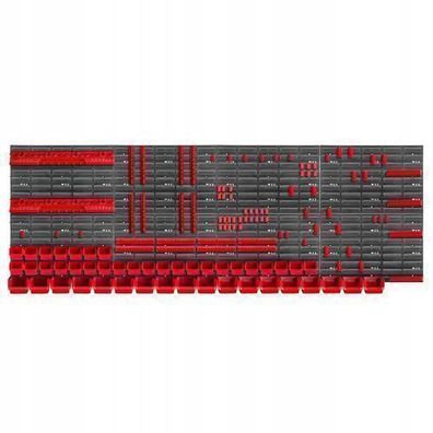KADAX Werkstattwandregal, Wandplatten, 232 x 78 cm, Rot, 132 tlg