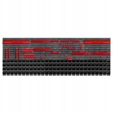 KADAX Werkstattwandregal, Wandplatten, 232 x 78 cm, Rot und Schwarz, 162 tlg