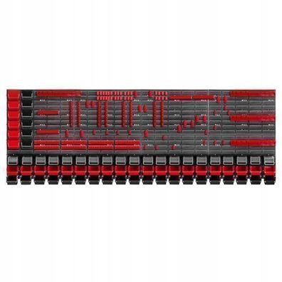 KADAX Werkstattwandregal, Wandplatten, 232 x 78 cm, Rot und Schwarz, 160 tlg