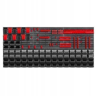 KADAX Werkstattwandregal, Wandplatten, 174 x 78 cm, Rot und Schwarz, 121 tlg