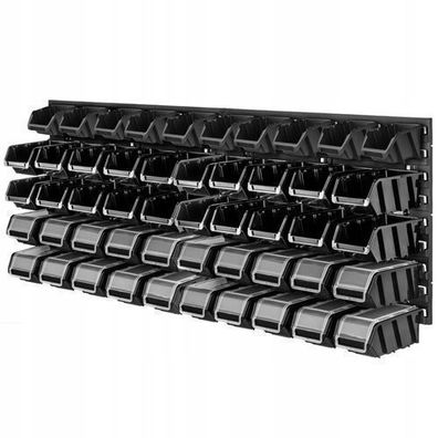 KADAX Werkstattwandregal, Wandplatten, 116 x 39 cm, Schwarz, 50 tlg