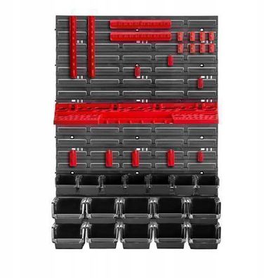 KADAX Werkstattwandregal, Wandplatten, 58 x 78 cm, Rot und Schwarz, 38 tlg