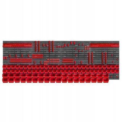 KADAX Werkstattwandregal, Wandplatten, 232 x 78 cm, Rot, 174 tlg