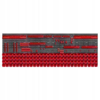 KADAX Werkstattwandregal, Wandplatten, 232 x 78 cm, Rot, 162 tlg