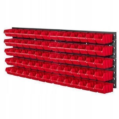 KADAX Werkstattwandregal, Wandplatten, 116 x 39 cm, Rot, 70 tlg