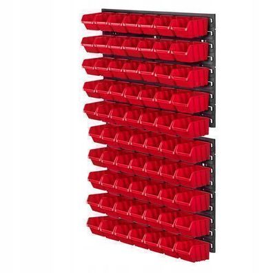 KADAX Werkstattregal, Werkzeugwandregal aus Kunststoff, 58x78 cm, Rot, 70 Stück