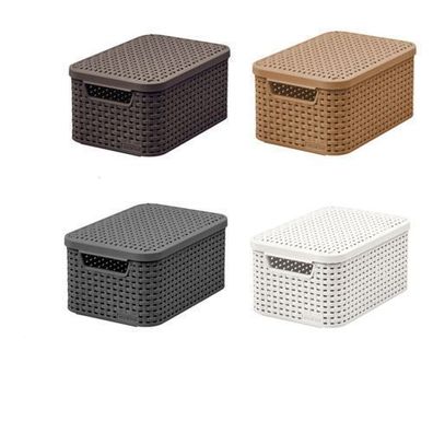 Aufbewahrungskorb Aufbewahrung Korb Box Deckel Curver 4 Farben S-M Rattan Style
