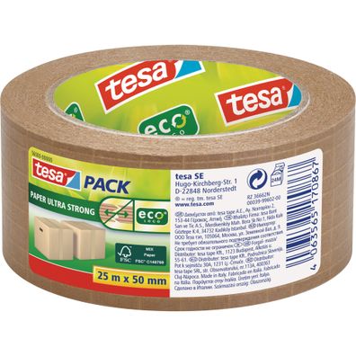tesapack Klebeband Papier ultra Strong 50mm, braun, fadenverstärkt, 25m, 56000