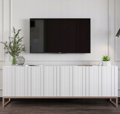 TV-Schrank Glamour TV-Lowboard RTV-Schrank Modern Fernsehschrank 150cm Weiß Matt