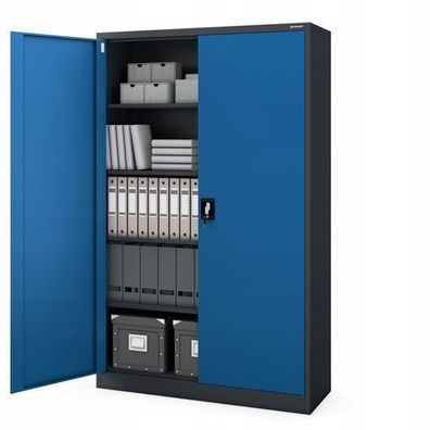 Büroschrank Aktenschrank XXL Metallschrank 185 cm x 115 cm x 40 cm Anthrazit-blau