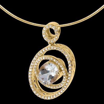 Jacques Lemans - Kette Sterlingsilber vergoldet mit White Topas - SE-C159C