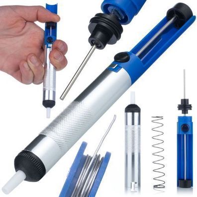 Rosfix Entlötpumpe Handgerät – Teflonspitze 3/5 mm | 18,5 cm Aluminium