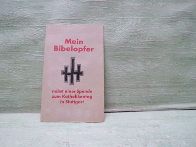 Papiertüte Mein Bibelopfer Katholikentag Stuttgart 1964 Opferkuvert 12,5x8cm
