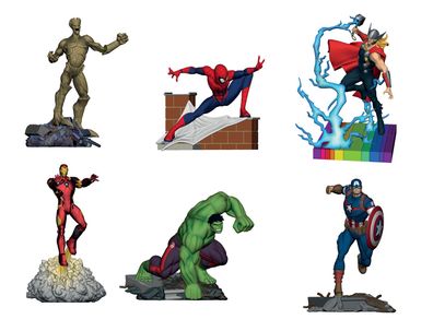 Marvel Avengers 2024 6er Spielfiguren Iron Man Thor Spiderman Hulk Groot America