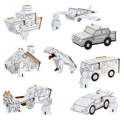 Calafant Kartonmodell Bausatz zusammenstecken anmalen spielen mit Figur & Stifte