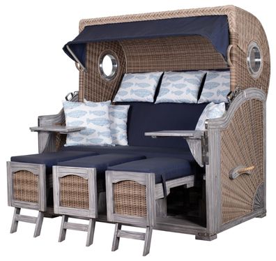 Strandkorb deVries PURE® Seemöwe XXL Vintage - PE white kubu - Dessin 197