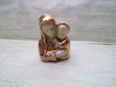 Mutter Gottes Jesuskind Porzellan "grün Heubach Lichte 6,5cm Figur weiß-gold 20/30er