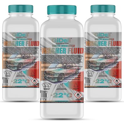 Scheibenfrostschutz -22°C 3L Winter Wischwasser Auto Gebrauchsfertig GiDeli