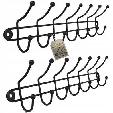KADAX Wandgarderobe, Garderobenhaken, Hakenleiste, schwarz, 7 Haken, 2er Set