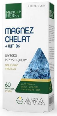 Medica Herbs Magnesium Bisglycinat Mit Vitamin B6 Gegen Muskelkrämpfe 60 Kapseln