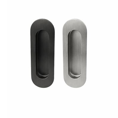 Einlassmuschel modern oval - Edelstahl gebürstet - Schiebetürgriff 120x40mm