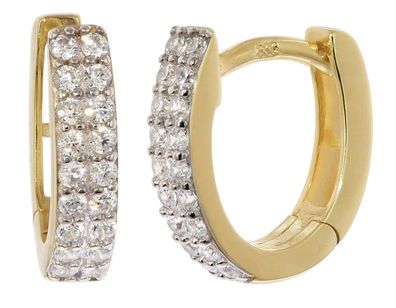 trendor Schmuck Damen-Ohrringe Gold 333/8K Klapp-Creolen mit Zirkonia 12 mm 21695