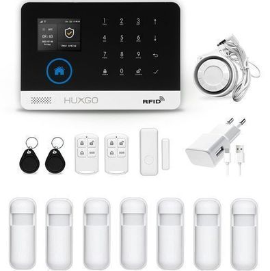 Funk Alarmanlage HXA003 mit 7 Bewegungssensoren, WiFi + GSM 4G LTE Modul