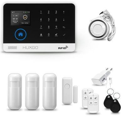 Alarmanlage Haus WiFi + GSM 4G LTE mit Sirene mit 3x Bewegungssensoren HXA003 HUXGO