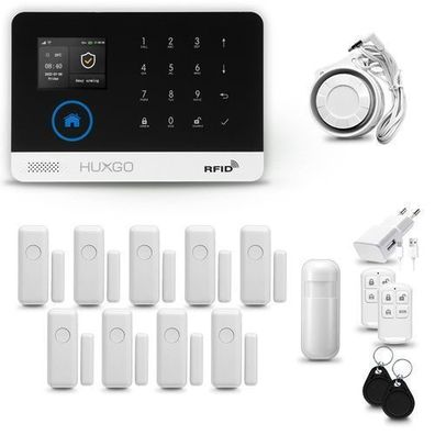 Funk Alarmanlage Set WiFi+GSM 4G mit Sirene | Alarm System mit 9x Tür- Fenstersensor