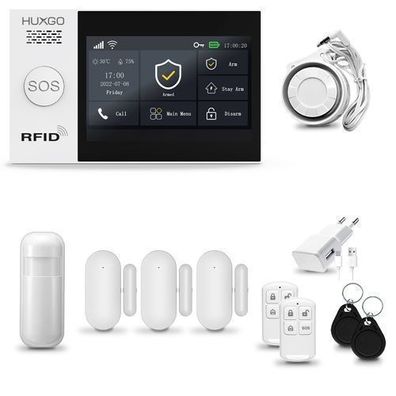 Funk Alarmanlage Set WiFi + GSM 4G LTE mit Sirene, 3x Tür- Fenstersensor HXA007