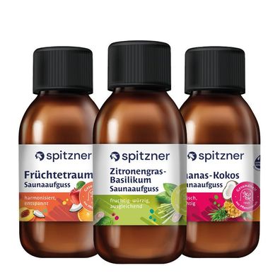 Spitzner Saunaaufguss Set Fruchtig und Belebend 3x125 ml Wellness Sauna Aufguss Bund