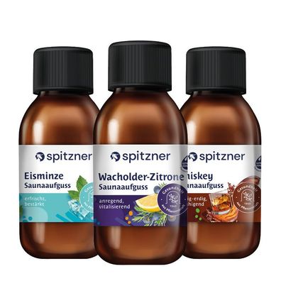 Spitzner Saunaaufguss Set Klar und Kräftig 3x125 ml Wellness Sauna Aufguss Bundle