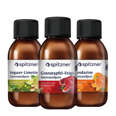 Spitzner Saunaaufguss Set Fruchtig und Vitalisierend 3x125 ml Wellness Sauna Aufguss