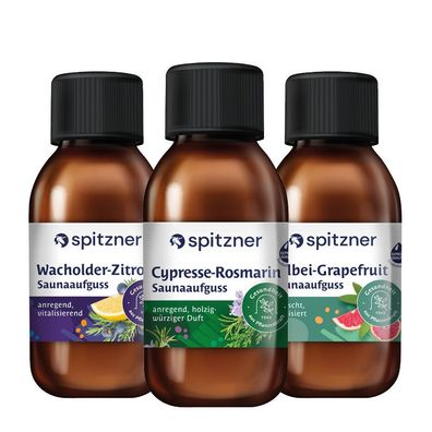 Spitzner Saunaaufguss Set Herb und Würzig 3x125 ml Wellness Sauna Aufguss Bundle