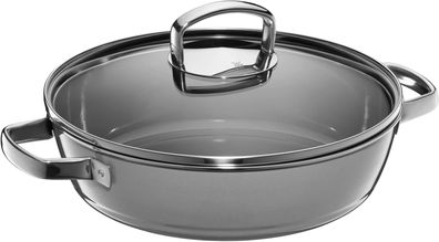 WMF Fusiontec Mineral Schmorpfanne mit Glasdeckel, 28 cm, Platinum 3201111638