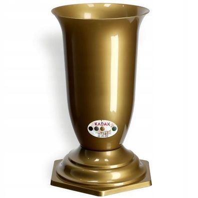 KADAX Grabvase aus Kunststoff, Blumenvase mit einlage, 15 cm, Gold