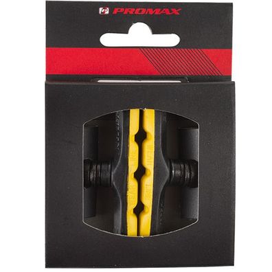 Bremsschuh Promax, V-Brake schraub, symm, schwarz/gelb, 70 mm, 1 Paar, für Alufelg